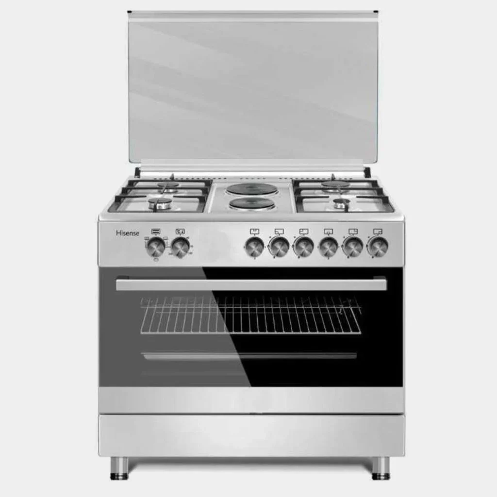 hisense_free_standing_cooker-90_cm_4_gas__2_electric_burners.webp Hisense 90CM Freestanding 4 Gas + 2 Electric Cooker HF942GEES - Image 1