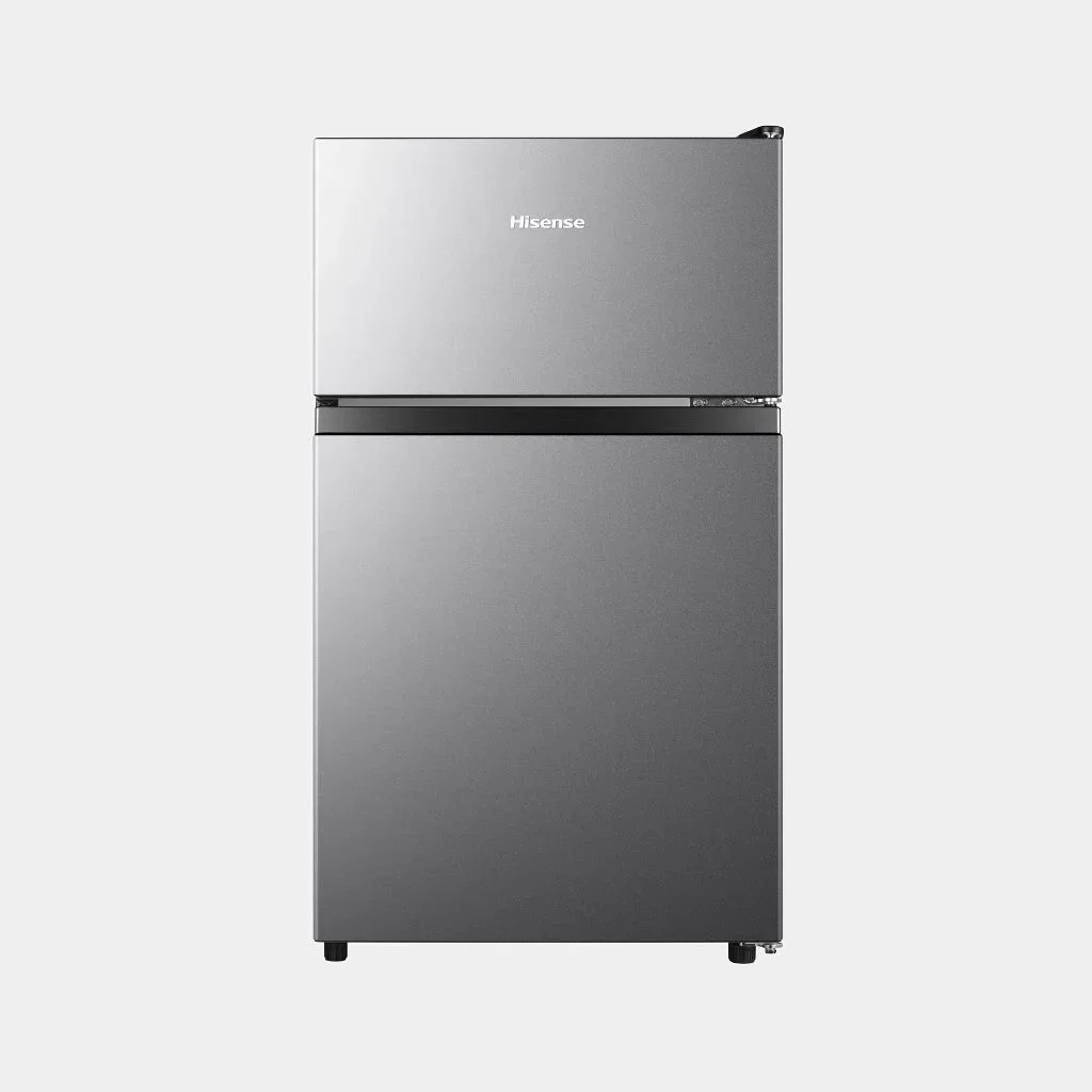 hisense_refrigerator_double_door_91l_silver.webp Hisense 91L Double Door Fridge REF091DR - Image 1